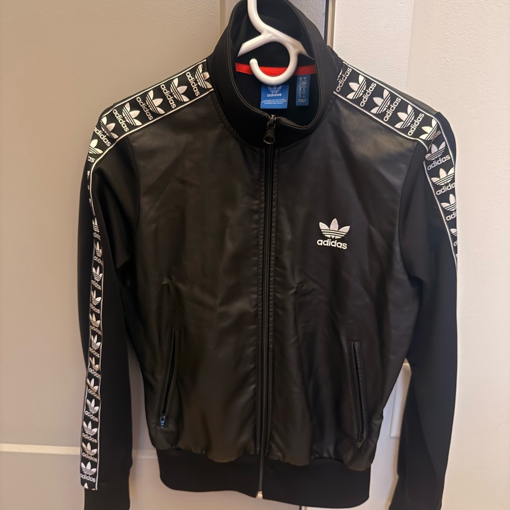 Adidas Black and White Logo Track Jacket